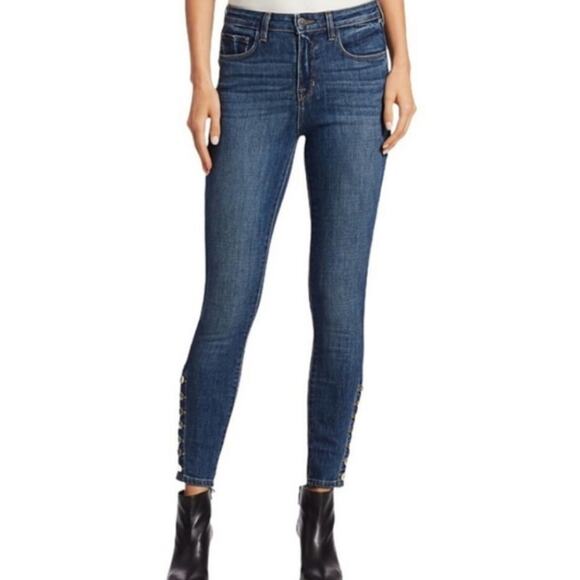 NWT L'Agence Piper High Waisted Skinny Button Hem Jeans Vintage Denim 25 - Picture 2 of 11
